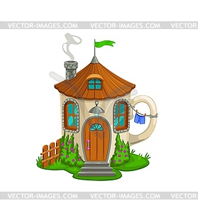 Cartoon fairytale mug house building of elf gnome - vector clipart