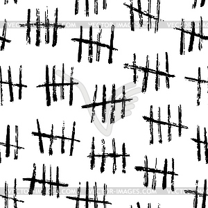 Seamless pattern with wall tally paint, ink marks - vector clipart