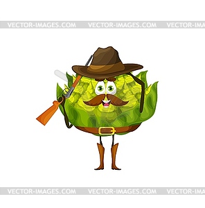 Cartoon romanesco cabbage ranger, kids character - stock vector clipart