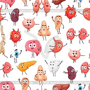 Cartoon human internal organs seamless pattern - vector clip art