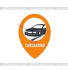 Car sharing service icon, taxi ride, vehicle rent - vector image