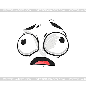 Cartoon face with slanting eyes and open mouth - vector image