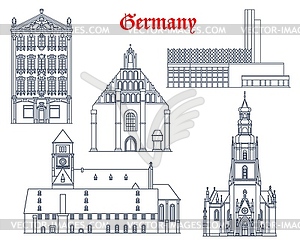 Germany buildigns of Chemnitz, Kamenz, Zwickau - stock vector clipart