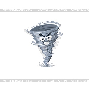 Cartoon tornado character, storm or whirlwind - vector image