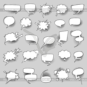 Comic speech bubbles, talk, debate, dispute clouds - vector clipart