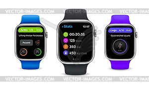 Fitness tracker display screen interface gadget - royalty-free vector image