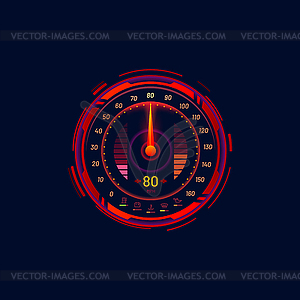 Car speedometer, speed meter futuristic gauge dial - vector EPS clipart