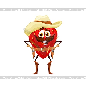 Cartoon strawberry sheriff character cowboy - vector image