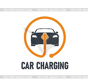 Electric car charging station battery charger plug - vector image