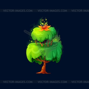 Fantastic alien magic tree with luminous leaves - vector EPS clipart