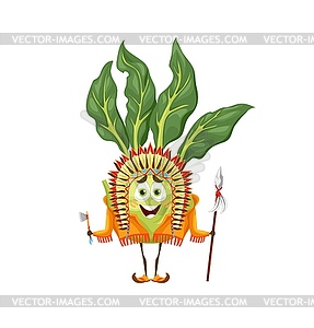 Cartoon kohlrabi indian character, funny vegetable - vector image