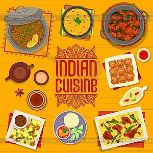 Indian food restaurant meals menu cover - vector image