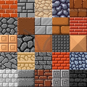 Tile, stone brick, porcelain stoneware 8bit pixel - vector clipart