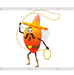 Cartoon cowboy mango character with lasso - vector EPS clipart