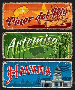 Pinar del Rio, Artemisa and Havana Cuban regions - vector clipart