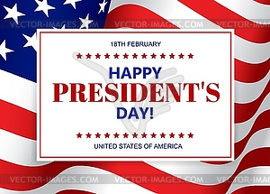 Happy President Day card with usa flag - vector image