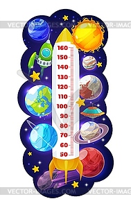 Дети рост диаграмма метр с пространством ракета, корабли - рисунок в векторе