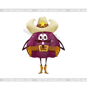 Cartoon fig sheriff character, Wild West police - vector clipart