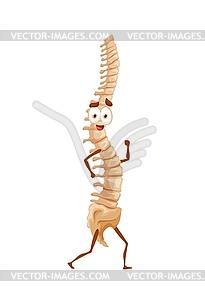 Human funny cartoon spine character, backbone - vector image