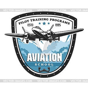 Aviation school, pilots training program, airplane - vector EPS clipart