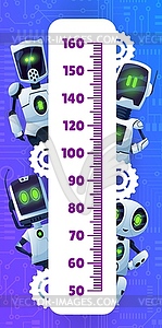 Таблица роста детей с роботами, андроидами, киборгами - клипарт в векторе