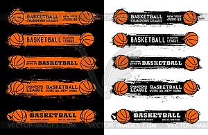 Basketball sport grunge banners with orange balls - vector clipart