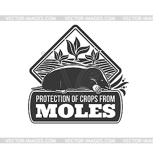 Mole protection icon of agricultural pest control - vector clipart