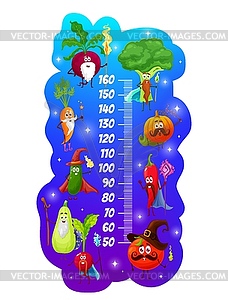 Таблица роста детей, фокусники и овощные волшебники - векторизованное изображение клипарта