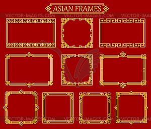 Asian square and rectangular frames and borders - vector clipart
