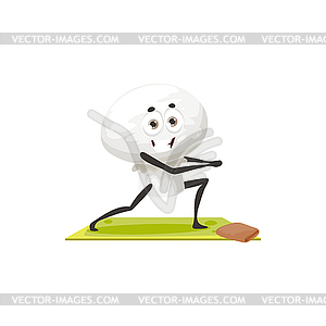 Mushroom on stretching cartoon character fitness - royalty-free vector image