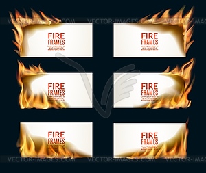 Горящие бумажные баннеры с огненным пламенем - изображение в векторе