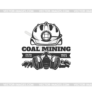 Значок угледобывающей промышленности с шахтерским шлемом - векторный клипарт / векторное изображение