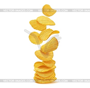 Стопка, стопка и куча хрустящих картофельных чипсов ripple - изображение в векторном формате