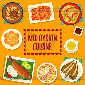 Malaysian cuisine menu cover page design template - vector image