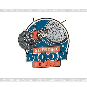 Moon exploration and space discovery project icon - vector EPS clipart
