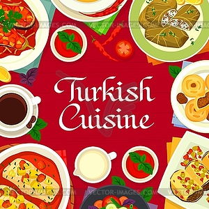Turkish cuisine menu cover Turkey food - vector image