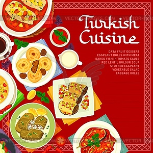 Turkish cuisine menu cover template card - vector clipart