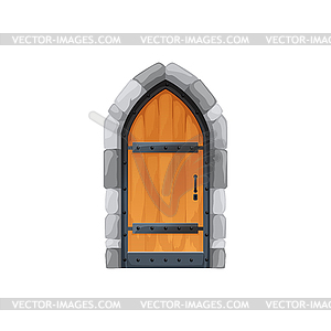 Cartoon medieval castle gate or door exterior arch - vector image