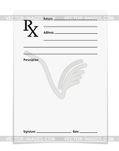 Pharmacy Rx form or medical prescription mockup - vector clipart