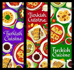 Turkish cuisine menu meals banners cards - vector image
