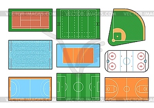 Sport ground, field, court, rink and swimming pool - royalty-free vector image