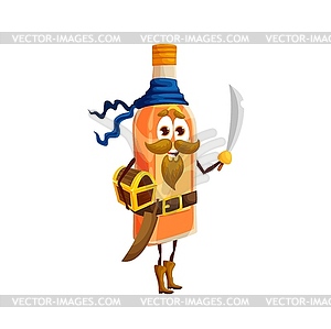 Cartoon mezcal pirate personage bottle - vector image