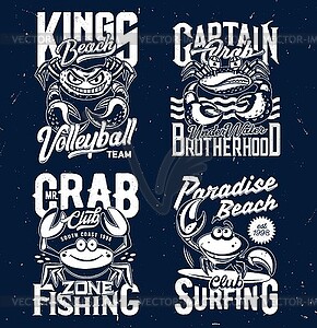 Tshirt prints crabs, mascots for apparel - vector EPS clipart