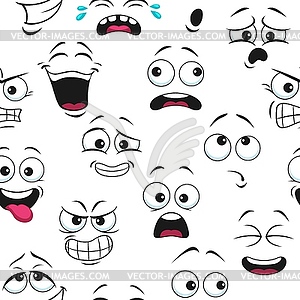 Smile face pattern, funny emoticons background - vector image