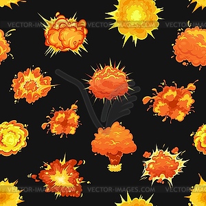 Seamless pattern with bomb explosion clouds - vector EPS clipart