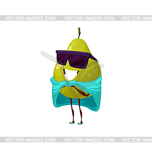 Cartoon guava fruit character covered with towel - vector clipart