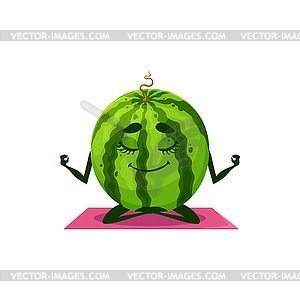 Watermelon cartoon character fitness yoga pilates - vector clip art