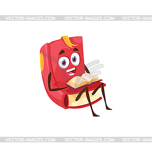 Textbook cartoon character sits reads book, mascot - vector clipart / vector image