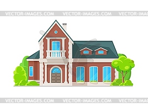 Suburban two story house with classic exterior - vector image