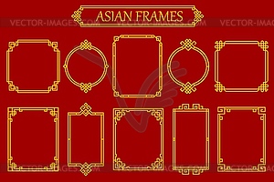 Asian chinese, japanese and korean frames, borders - vector clipart